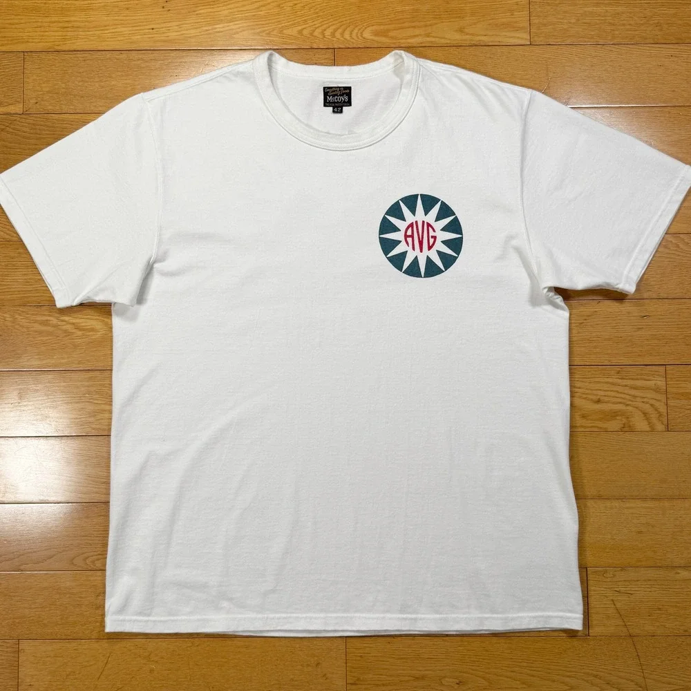 The Real McCoy's Flying Tigers‎ Graphic T Shirt White Size 42 Men's